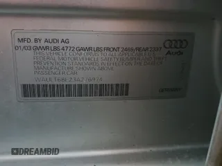 2003 Audi A4 3.0L with VIN WAULT68E23A276974, listed as a Copart auction lot 71283094 with 239,224 mi miles and Clean Title. Bid and sale history available at carsss.com. Image 14.