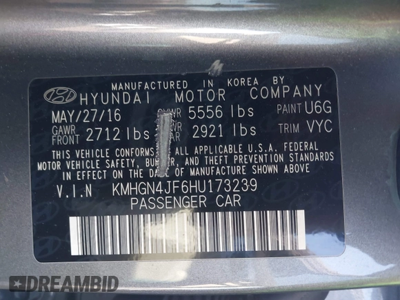 2017 Genesis G80 Ultimate z VIN KMHGN4JF6HU173239, wystawiony jako IAAI lot #41431822 z przebiegiem 140 552 mil mil oraz . Historia ofert i sprzedaży dostępna na DreamBid. Obrazek 9.