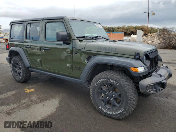 2022 Jeep Wrangler Unlimited Sport with VIN 1C4HJXDG2NW279018, listed as a Copart auction lot 87961135 with 11,015 mi miles and Salvage title. Bid and sale history available at DreamBid. Image 4.