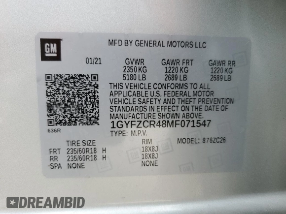 2021 Cadillac XT4 FWD Premium Luxury with VIN 1GYFZCR48MF071547, listed as a Copart auction lot 47564075 with 26,955 mi miles and Non Repairable. Bid and sale history available at carsss.com. Image 15.