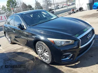 2018 Infiniti Q50 Luxe with VIN JN1EV7AP6JM592321, listed as a IAAI auction lot 41566556 with 109,545 mi miles and . Bid and sale history available at DreamBid. Image 1.