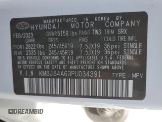 2023 Hyundai NEXO Limited z VIN KM8J84A63PU034391, wystawiony jako Copart lot #74702394 z przebiegiem 23 216 mil mil oraz Szkoda całkowita • Salvage title. Historia ofert i sprzedaży dostępna na DreamBid. Obrazek 12.