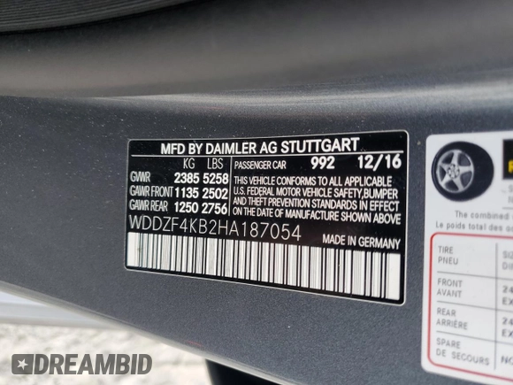 2017 Mercedes-Benz E 300 Luxury with VIN WDDZF4KB2HA187054, listed as a Copart auction lot 59384905 with 125,166 mi miles and Salvage title. Bid and sale history available at DreamBid. Image 13.