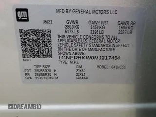 2021 Chevrolet Traverse LT Leather with VIN 1GNERHKW0MJ217454, listed as a Copart auction lot 43602785 with 96,733 mi miles and Salvage Title. Bid and sale history available at carsss.com. Image 13.