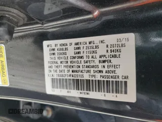 2015 Acura TLX Technology with VIN 19UUB2F54FA020105, listed as a Copart auction lot 57298795 with 104,064 mi miles and Clean title. Bid and sale history available at DreamBid. Image 12.