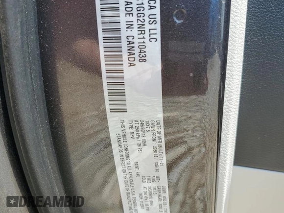 2022 Chrysler Pacifica Limited with VIN 2C4RC1GG2NR110438, listed as a Copart auction lot 59801895 with 92,954 mi miles and Salvage title. Bid and sale history available at DreamBid. Image 14.