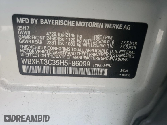 2017 BMW X1 xDrive28i z VIN WBXHT3C35H5F86099, wystawiony jako Copart lot #60196275 z przebiegiem 61 117 mil mil oraz Szkoda całkowita • Salvage title. Historia ofert i sprzedaży dostępna na DreamBid. Obrazek 13.