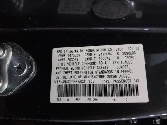 2010 Acura TSX с VIN JH4CU2F67AC017529, выставлен на аукционе IAAI как лот 42074162 с пробегом 172 997 миль миль и . История ставок и продаж доступна на DreamBid. Изображение 9.