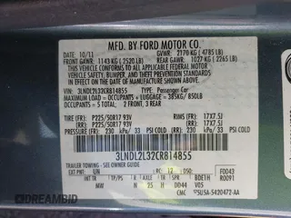 2012 Lincoln MKZ Hybrid with VIN 3LNDL2L32CR814855, listed as a IAAI auction lot 41652902 with 96,874 mi miles and . Bid and sale history available at DreamBid. Image 9.