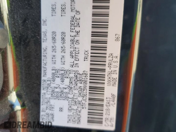 2022 Toyota Tundra Limited Hybrid with VIN 5TFJC5EC5NX001607, listed as a Copart auction lot 79141624 with 76,329 mi miles and Salvage title. Bid and sale history available at DreamBid. Image 12.