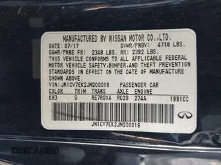 2018 Infiniti Q60 Luxe with VIN JN1CV7EK2JM200019, listed as a IAAI auction lot 41557899 with Not Provided miles and . Bid and sale history available at carsss.com. Image 9.