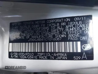 2012 Scion xD z VIN JTKKU4B41C1016087, wystawiony jako IAAI lot #41494155 z przebiegiem 56 726 mil mil oraz . Historia ofert i sprzedaży dostępna na DreamBid. Obrazek 9.