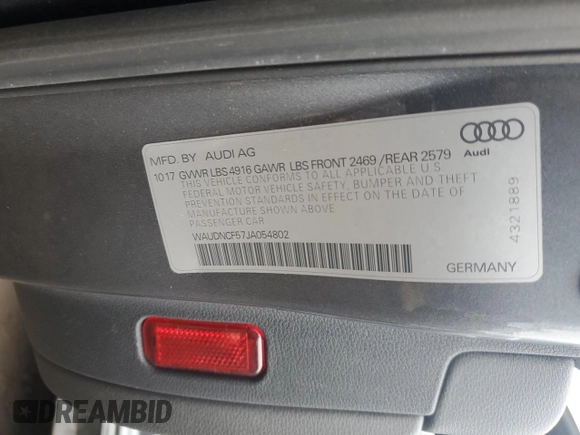 2018 Audi A5 Sportback Premium with VIN WAUDNCF57JA054802, listed as a Copart auction lot 41264124 with 109,449 mi miles. Bid and sale history available at carsss.com. Image 12.