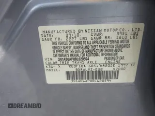 2011 Nissan Sentra SR with VIN 3N1AB6AP0BL620594, listed as a IAAI auction lot 40940532 with 166,721 mi miles and . Bid and sale history available at DreamBid. Image 9.
