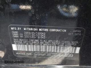 2017 Mitsubishi Lancer ES with VIN JA32U2FU3HU004629, listed as a IAAI auction lot 41293995 with 81,208 mi miles. Bid and sale history available at carsss.com. Image 9.