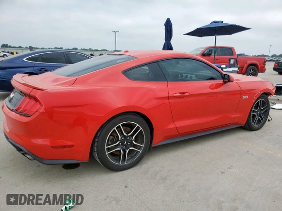 2019 Ford Mustang GT with VIN 1FA6P8CF4K5138091, listed as a Copart auction lot 57820625 with 41,810 mi miles and Salvage title. Bid and sale history available at DreamBid. Image 3.