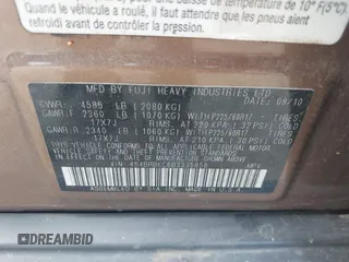 2011 Subaru Outback Limited Power Moon with VIN 4S4BRBKC6B3335858, listed as a IAAI auction lot 42261967 with 158,993 mi miles and . Bid and sale history available at DreamBid. Image 9.