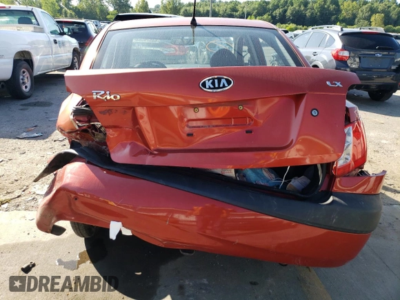 2007 Kia Rio LX with VIN KNADE123976204896, listed as a Copart auction lot 63579683 with 212,296 mi miles and Salvage Title. Bid and sale history available at carsss.com. Image 6.