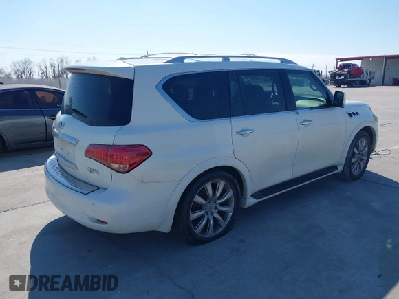 2012 Infiniti QX56 8-passenger with VIN JN8AZ2ND8C9715811, listed as a IAAI auction lot 41619315 with 198,187 mi miles and . Bid and sale history available at DreamBid. Image 4.
