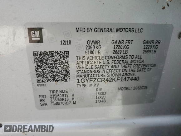 2019 Cadillac XT4 FWD Premium Luxury z VIN 1GYFZCR42KF147440, wystawiony jako Copart lot #45549835 z przebiegiem Nie podano mil oraz Szkody całkowita. Historia ofert i sprzedaży dostępna na DreamBid. Obrazek 14.