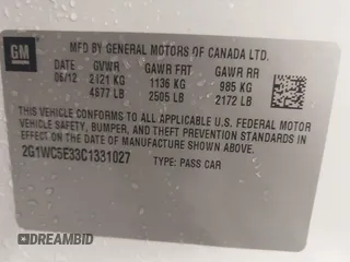 2012 Chevrolet Impala LTZ with VIN 2G1WC5E33C1331027, listed as a IAAI auction lot 42170924 with 211,065 mi miles and . Bid and sale history available at DreamBid. Image 9.
