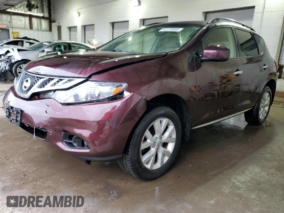 2013 Nissan Murano SV with VIN JN8AZ1MW4DW304888, listed as a Copart auction lot 44123955 with 134,020 mi miles and Salvage Title. Bid and sale history available at carsss.com. Image 1.