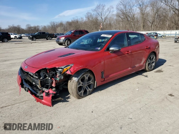 2020 Kia Stinger GT-Line with VIN KNAE15LA1L6075566, listed as a Copart auction lot 45475985 with 46,922 mi miles and Salvage Title. Bid and sale history available at DreamBid. Image 1.