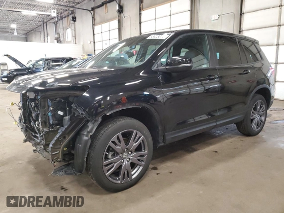 2021 Honda Passport EX-L with VIN 5FNYF8H58MB037157, listed as a Copart auction lot 58828074 with 25,890 mi miles and Salvage Title. Bid and sale history available at carsss.com. Image 1.