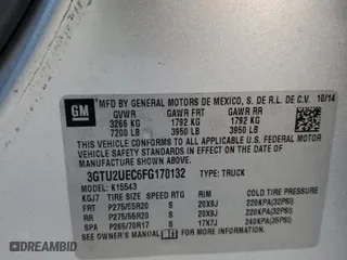 2015 GMC Sierra 1500 SLE with VIN 3GTU2UEC6FG170132, listed as a Copart auction lot 86053004 with 102,096 mi miles and Salvage Title. Bid and sale history available at carsss.com. Image 14.