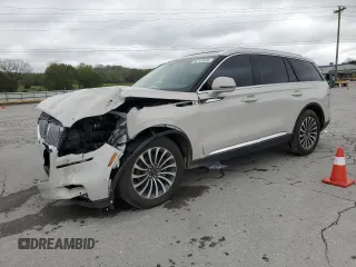 2022 Lincoln Aviator Reserve with VIN 5LM5J7XCXNGL02043, listed as a Copart auction lot 52123055 with 59,005 mi miles and Salvage title. Bid and sale history available at DreamBid. Image 1.