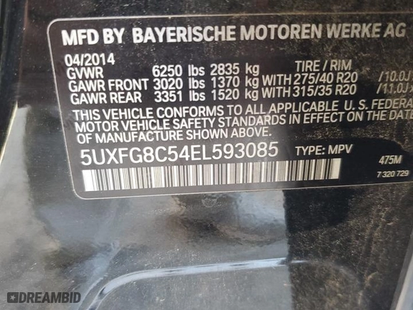 2014 BMW X6 50i with VIN 5UXFG8C54EL593085, listed as a Copart auction lot 75775084 with 0 mi miles and Salvage Title. Bid and sale history available at carsss.com. Image 12.