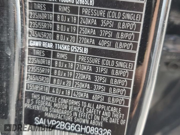 2016 Land Rover Range Rover Evoque SE с VIN SALVP2BG6GH089326, выставлен на аукционе Copart как лот 63291205 с пробегом 119 243 миль миль и Чистый • Clean title. История ставок и продаж доступна на DreamBid. Изображение 13.