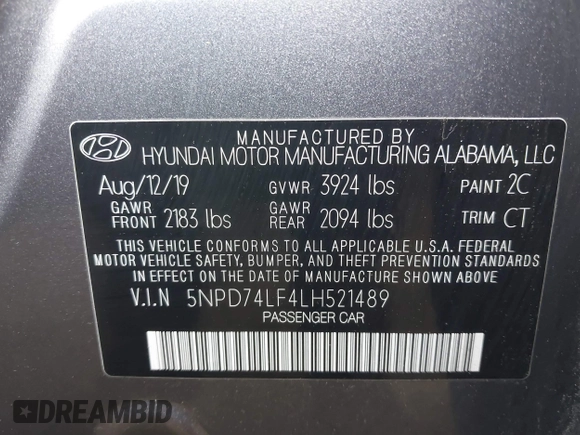 2020 Hyundai Elantra SE z VIN 5NPD74LF4LH521489, wystawiony jako IAAI lot #40638019 z przebiegiem 27 706 mil mil oraz . Historia ofert i sprzedaży dostępna na DreamBid. Obrazek 9.