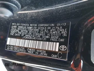 2013 Toyota Prius One with VIN JTDKN3DU4D1646120, listed as a IAAI auction lot 41425501 with 90,294 mi miles. Bid and sale history available at carsss.com. Image 9.