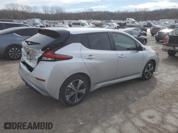 2020 Nissan LEAF SV Plus with VIN 1N4BZ1CP5LC300588, listed as a Copart auction lot 43265445 with 44,510 mi miles and Salvage Title. Bid and sale history available at DreamBid. Image 3.