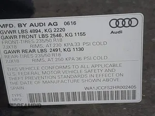 2017 Audi Q3 Premium Plus с VIN WA1JCCFS2HR002405, выставлен на аукционе IAAI как лот 42240959 с пробегом 119 171 миль миль и . История ставок и продаж доступна на DreamBid. Изображение 9.