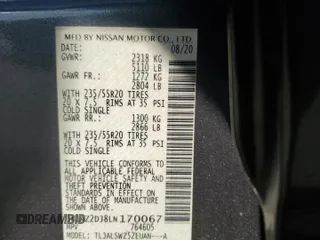 2020 Nissan Murano Platinum с VIN 5N1AZ2DJ8LN170067, выставлен на аукционе Copart как лот 49173855 с пробегом 73 704 миль миль и Списание • Salvage title. История ставок и продаж доступна на DreamBid. Изображение 15.