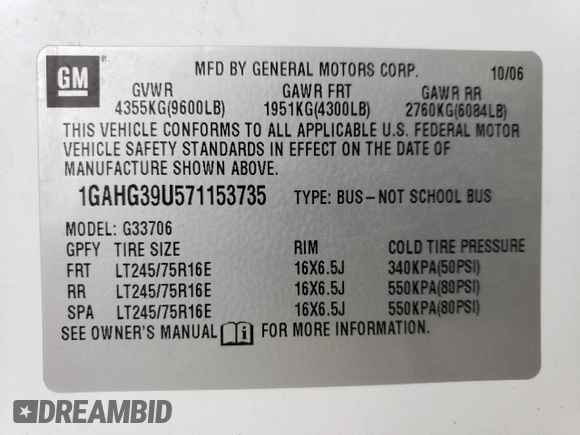 2007 Chevrolet Express Passenger z VIN 1GAHG39U571153735, wystawiony jako Copart lot #87535245 z przebiegiem 138 634 mil mil oraz Czysty tytuł • Clean title. Historia ofert i sprzedaży dostępna na DreamBid. Obrazek 13.