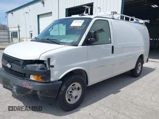 2019 Chevrolet Express Cargo Van with VIN 1GCWGAFP6K1240800, listed as a IAAI auction lot 41849366 with 59,540 mi miles. Bid and sale history available at carsss.com. Image 2.