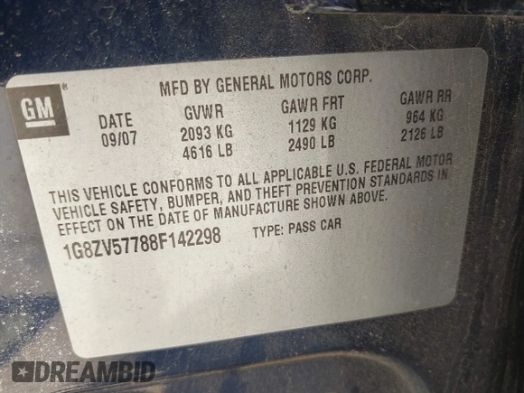 2008 Saturn Aura XR z VIN 1G8ZV57788F142298, wystawiony jako IAAI lot #42264393 z przebiegiem 134 989 mil mil oraz . Historia ofert i sprzedaży dostępna na DreamBid. Obrazek 9.