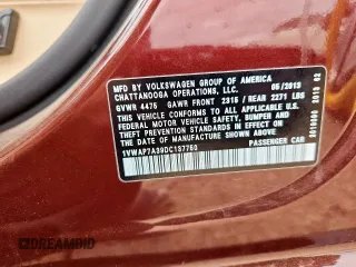 2013 Volkswagen Passat S with VIN 1VWAP7A39DC137750, listed as a Copart auction lot 60981355 with 105,954 mi miles and Clean title. Bid and sale history available at DreamBid. Image 12.
