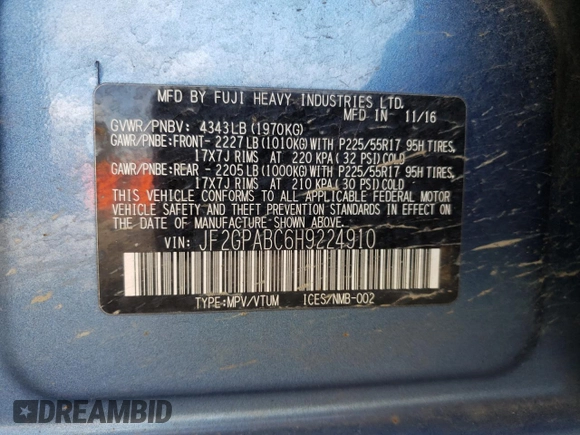2017 Subaru Crosstrek Premium with VIN JF2GPABC6H9224910, listed as a Copart auction lot 48070075 with 61,389 mi miles and Salvage Title. Bid and sale history available at carsss.com. Image 15.
