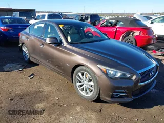 2014 Infiniti Q50 Hybrid Sport with VIN JN1AV7AP3EM691473, listed as a IAAI auction lot 41348911 with 128,851 mi miles and . Bid and sale history available at DreamBid. Image 1.