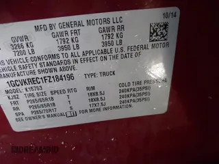 2015 Chevrolet Silverado 1500 LT with VIN 1GCVKREC1FZ184196, listed as a IAAI auction lot 41246741 with 108,028 mi miles and . Bid and sale history available at DreamBid. Image 9.
