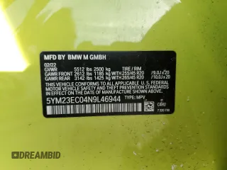 2022 BMW X4 M z VIN 5YM23EC04N9L46944, wystawiony jako Copart lot #87821005 z przebiegiem 15 371 mil mil oraz Szkoda całkowita • Salvage title. Historia ofert i sprzedaży dostępna na DreamBid. Obrazek 14.