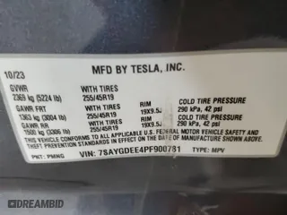 2023 Tesla Model Y Long Range with VIN 7SAYGDEE4PF900781, listed as a Copart auction lot 48164905 with 28,859 mi miles and Salvage Title. Bid and sale history available at carsss.com. Image 15.
