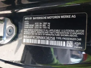 2022 BMW Z4 sDriveM40i with VIN WBAHF9C08NWX38258, listed as a IAAI auction lot 41462157 with 43,534 mi miles. Bid and sale history available at carsss.com. Image 9.