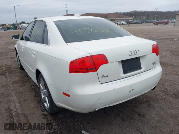 2005 Audi A4 2.0T with VIN WAUDF68E85A471170, listed as a IAAI auction lot 41721089 with 105,307 mi miles. Bid and sale history available at carsss.com. Image 6.