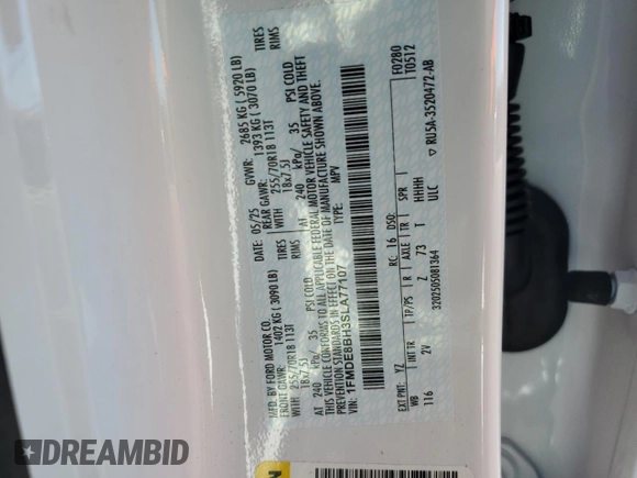 2025 Ford Bronco Outer Banks z VIN 1FMDE8BH3SLA77107, wystawiony jako Copart lot #63737525 z przebiegiem 1 790 mil mil oraz Szkoda całkowita • Salvage title. Historia ofert i sprzedaży dostępna na DreamBid. Obrazek 13.