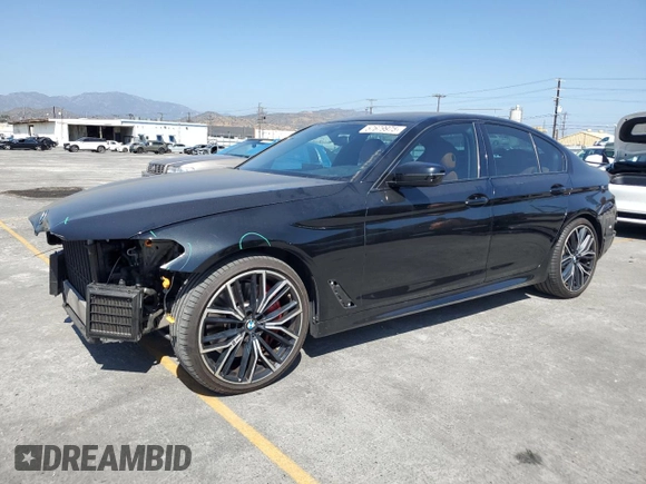 2021 BMW 5 Series 540i with VIN WBA53BJ05MWW92487, listed as a Copart auction lot 57679975 with 53,311 mi miles and Salvage title. Bid and sale history available at DreamBid. Image 1.